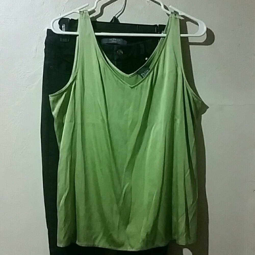 NWOT Eileen Fisher Silk & Spandex Green Tank Top